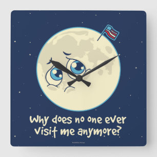 Relógio Quadrado Lua Triste