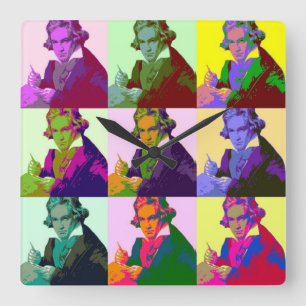 Relógio Quadrado Ludwig Van Beethoven Pop Art
