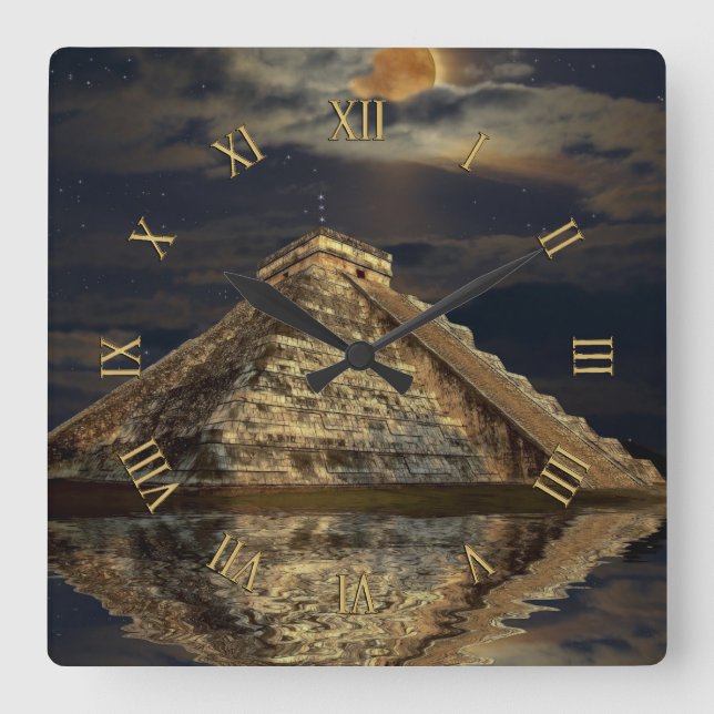 Relógio Quadrado Lugares famosos do templo de Chichen Itza - o (Frente)