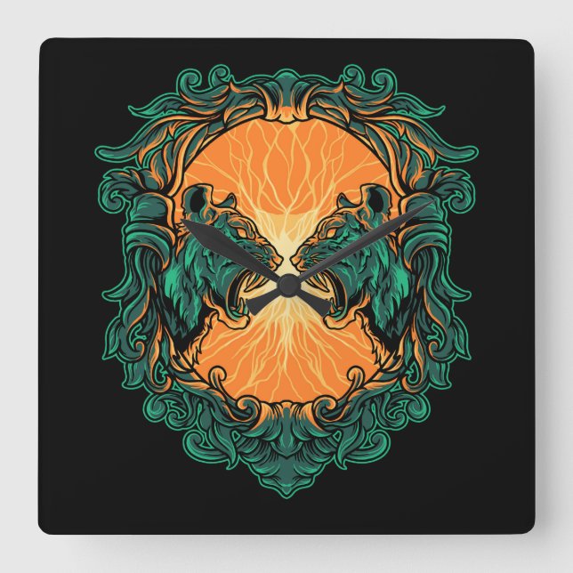 Relógio Quadrado Luta do Tigre (Frente)