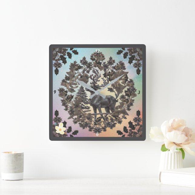 Relógio Quadrado "Luxo Ouro" (Lar)