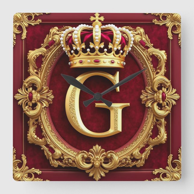 Relógio Quadrado Luxurious Gold Frame With Crowned Monogram (Frente)