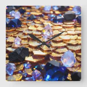 Relógio Quadrado Luxury Fantasy Gemstone Abstrato