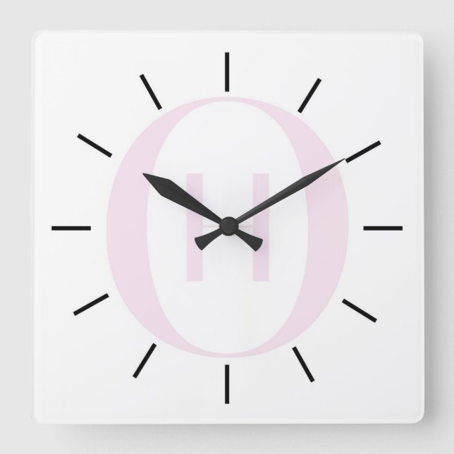 Relógio Quadrado Luxury Monogram Initial Wall Clock (Frente)