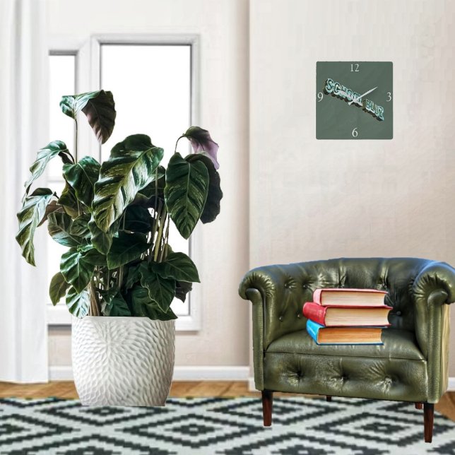 Relógio Quadrado Luz-3D da Escola (This School Bluz-3D Square Wall Clock, makes a handsome addition to your home!)