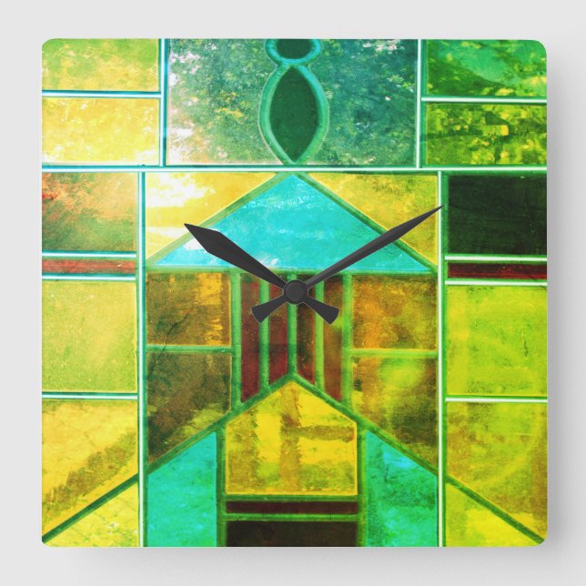 Relógio Quadrado Luz mágica saindo das janelas (Frente)