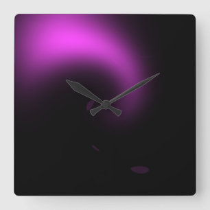 Relógio Quadrado Luzes de Redemoinho de Sol Roxo