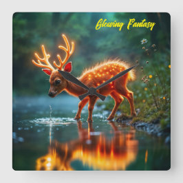 Relógio Quadrado Luzes mágicas de veados de Natal