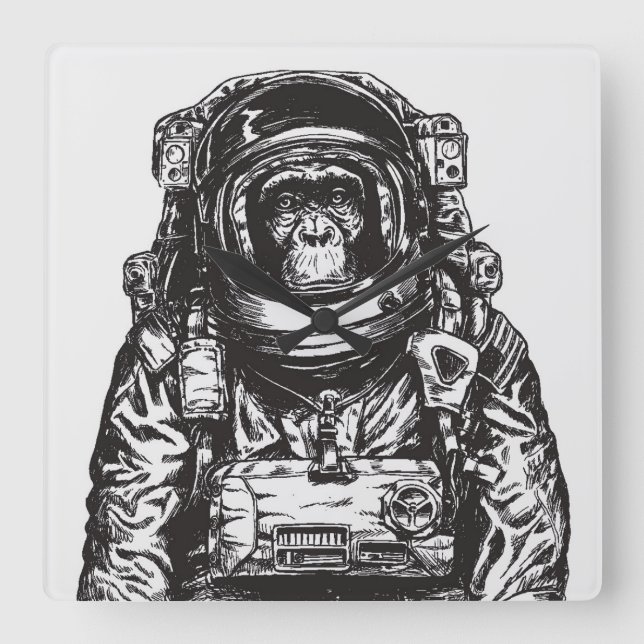 Relógio Quadrado Macaco Astronauta (Frente)