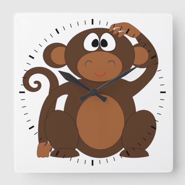 Relógio Quadrado Macaco-Cinto (Frente)