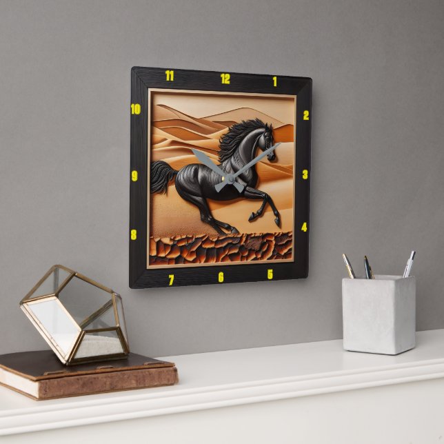 Relógio Quadrado Madeira personalizada, madeira árabe, luxo (Escritório)