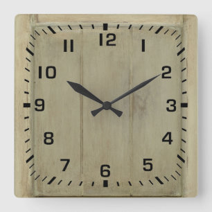 Relógio Quadrado Madeira Pintada Rústica