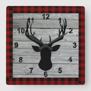 Relógio Quadrado Madeira Rústica Vintage Vintage