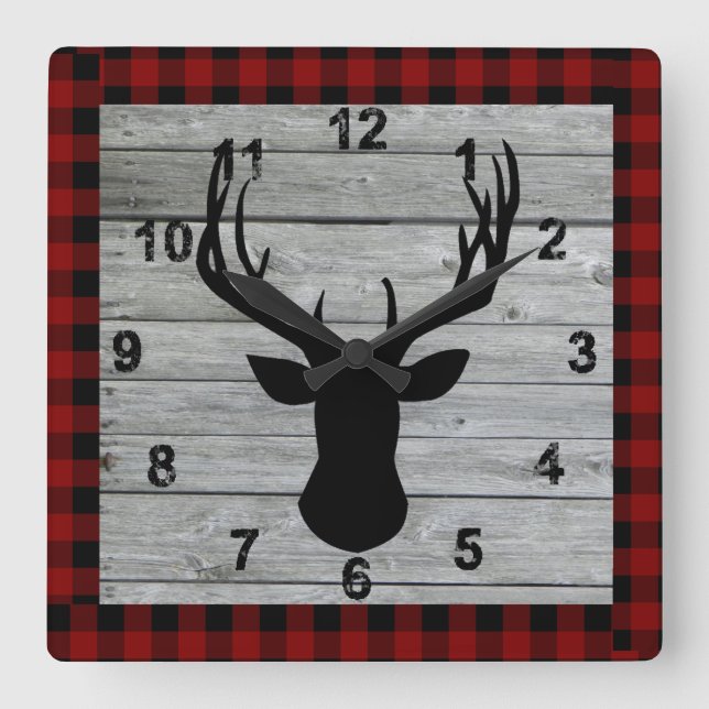 Relógio Quadrado Madeira Rústica Vintage Vintage (Frente)