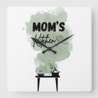 Relógio Quadrado Mãe Cozinha verde e preto