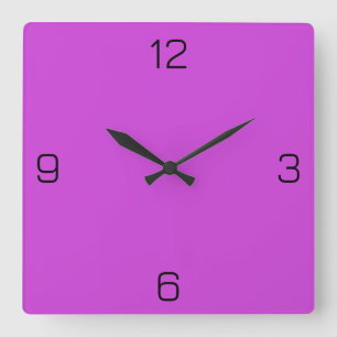 Relógio Quadrado Magenta / Brilho Roxo CE43D8 e Opção para Nome