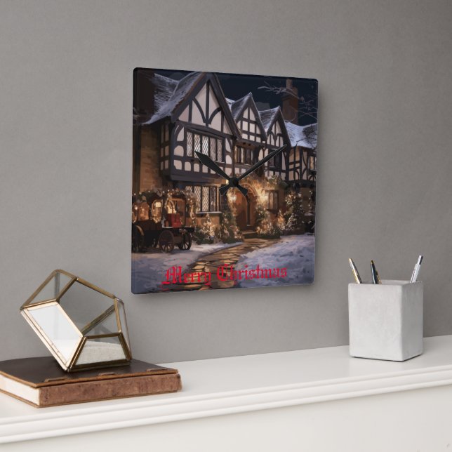 Relógio Quadrado Magia do Natal Russo (Escritório)