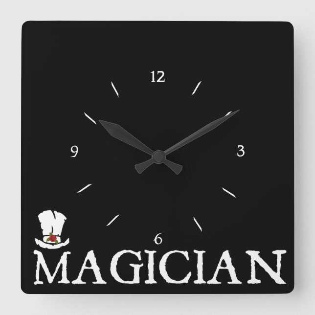 Relógio Quadrado Magician and Hat (Frente)