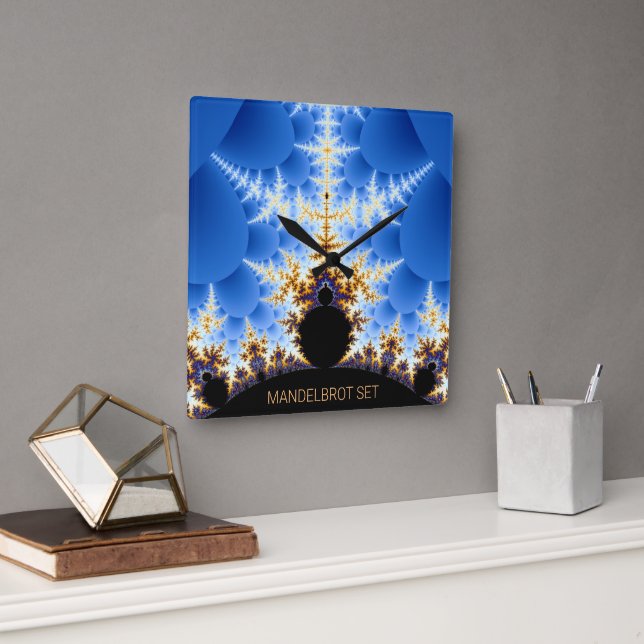 Relógio Quadrado Magnifico Mandelbrot Fractal (Escritório)