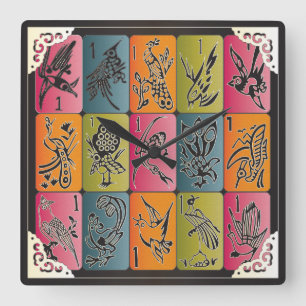 Relógio Quadrado Mah Jongg One Bams