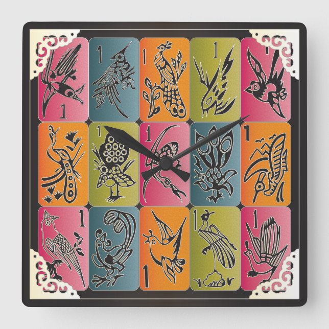 Relógio Quadrado Mah Jongg One Bams (Frente)