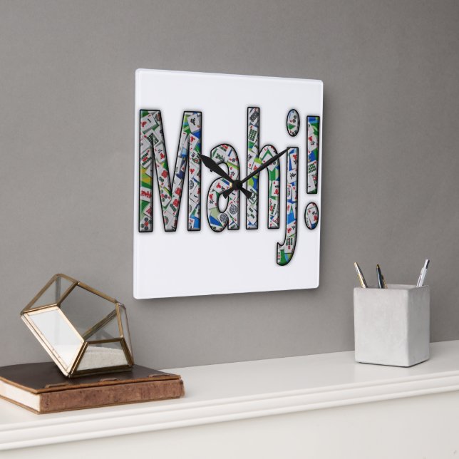 Relógio Quadrado Mahjong Square Clock - Mahj! (Escritório)