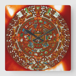 Relógio Quadrado Maia Aztec Calendar Square Wall Clock