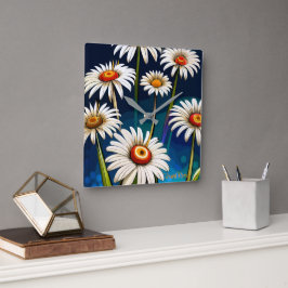 Relógio Quadrado Mais Visitas: Divertimento Floral e Alegria