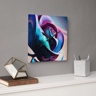 Relógio Quadrado Majestade da Meia-Noite: A Beleza Escura dos Rosas