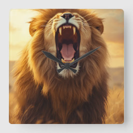 Relógio Quadrado Majestic Roaring Lion Poster