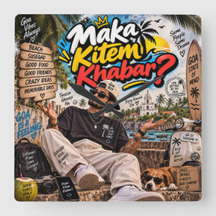 Relógio Quadrado Maka Kitem Khabar? — Alma Susegad Sempre