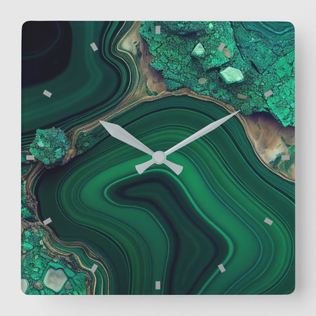 Relógio Quadrado Malachite Wall Clock (Frente)