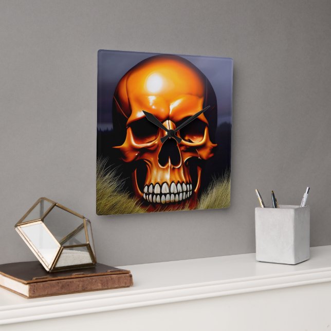 Relógio Quadrado Maldito Crânio (Escritório)