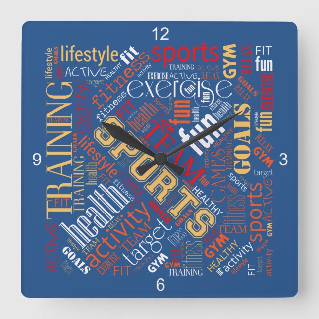 Relógio Quadrado Malhação Word Cloud Red/White ID284 (Frente)