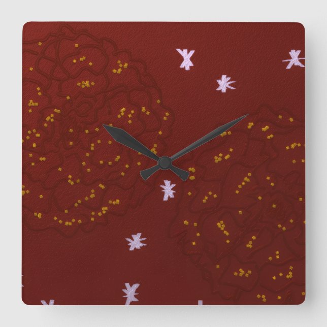 Relógio Quadrado Malmequeres com Estrelas (Frente)