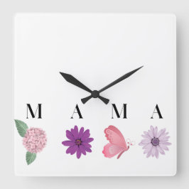 Relógio Quadrado Mama Floral and  Elegant Gift for Mom