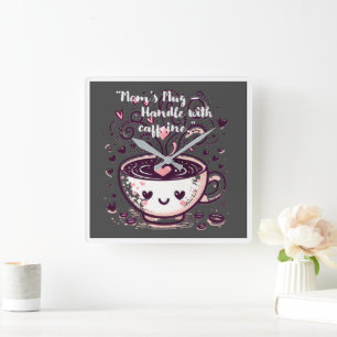 Relógio Quadrado "Mamãe's Mug - Manipule com cafeína."