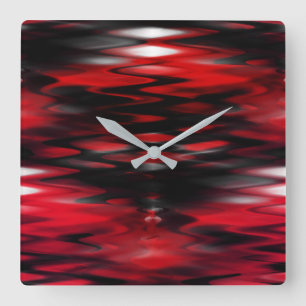 Relógio Quadrado Mancha vermelha sob a forma de abstrato zag branco
