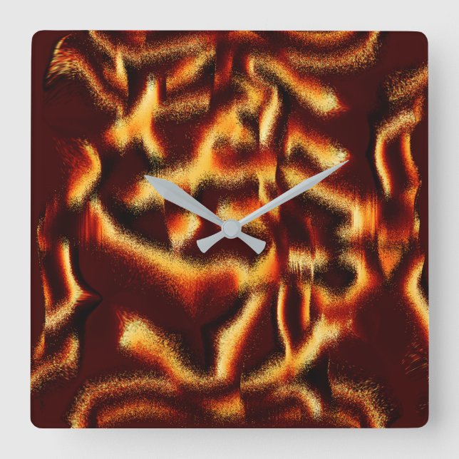 Relógio Quadrado Manchas amarelas e vermelhas parecem turvas com de (Frente)