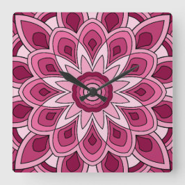 Relógio Quadrado Mandala a rosa