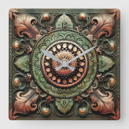 Relógio Quadrado Mandala Art