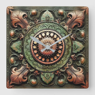 Relógio Quadrado Mandala Art