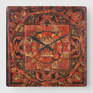 Relógio Quadrado Mandala budista da compaixão