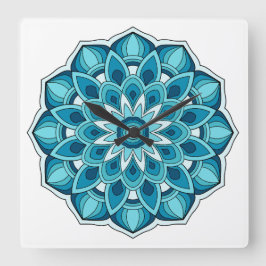 Relógio Quadrado Mandala em verde-real