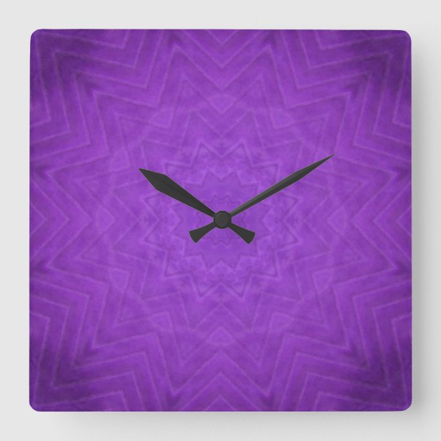Relógio Quadrado Mandala Mística Roxo (Frente)