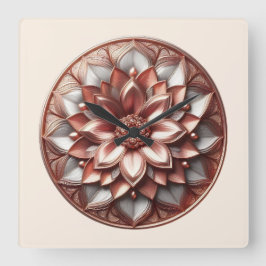 Relógio Quadrado mandala style ornament, soft red