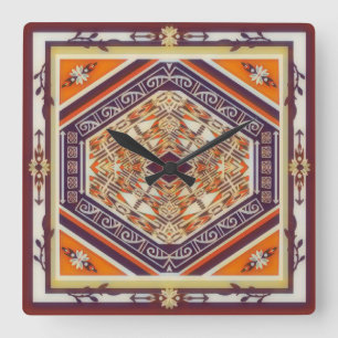 Relógio Quadrado Mandala Tribal Novo 