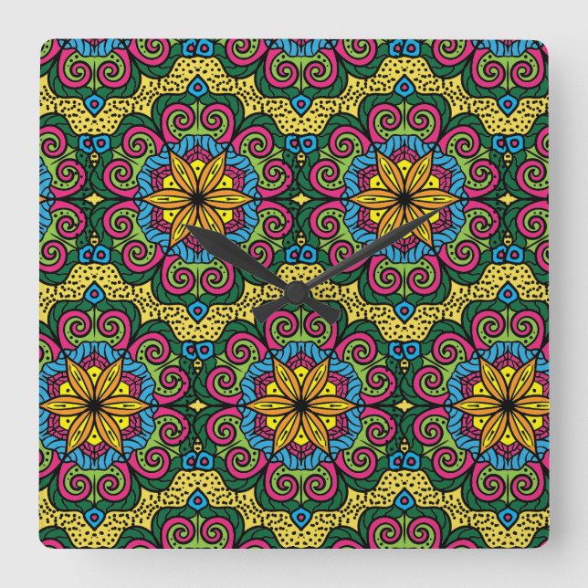 Relógio Quadrado Mandela Design (Frente)