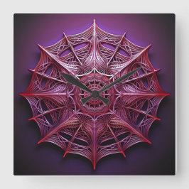 Relógio Quadrado Mandelbrot em Arame Rosa