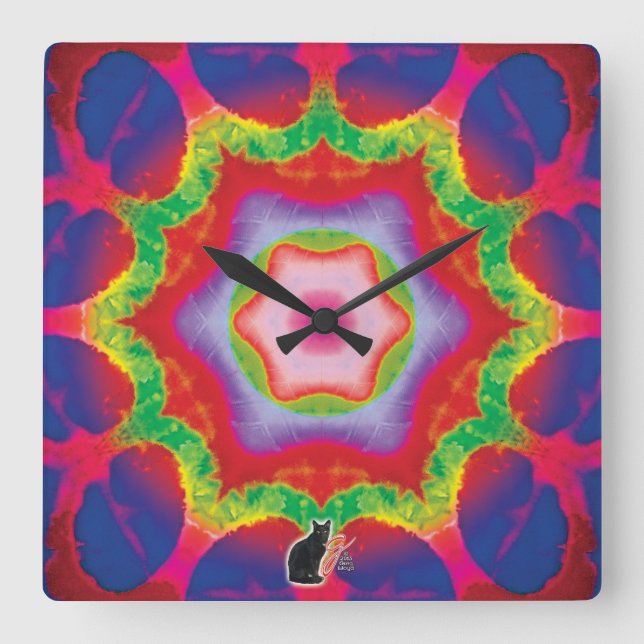 Relógio Quadrado Mandril Kaleidoscope (Frente)